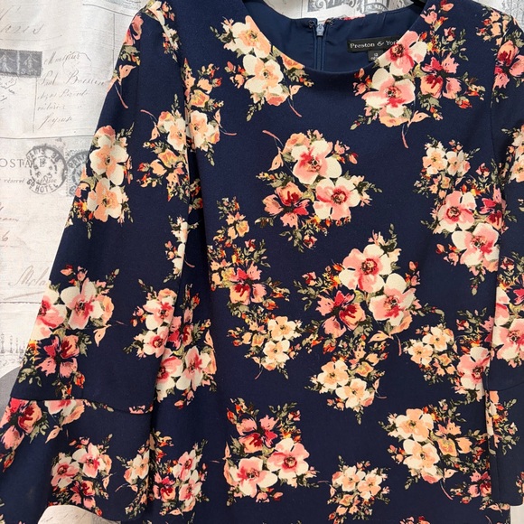 Preston & York Dark Blue Floral Long Sleeve Dress - Picture 4 of 5